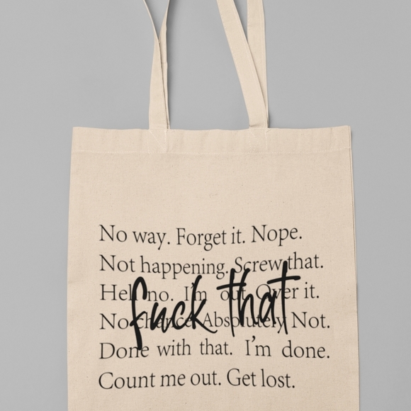 Beige Canvas Tote with Sassy Text - Picture 2 of 3